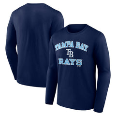 Tampa Bay Rays Logo Athletic Heart & Soul Long Sleeve T-Shirt Navy