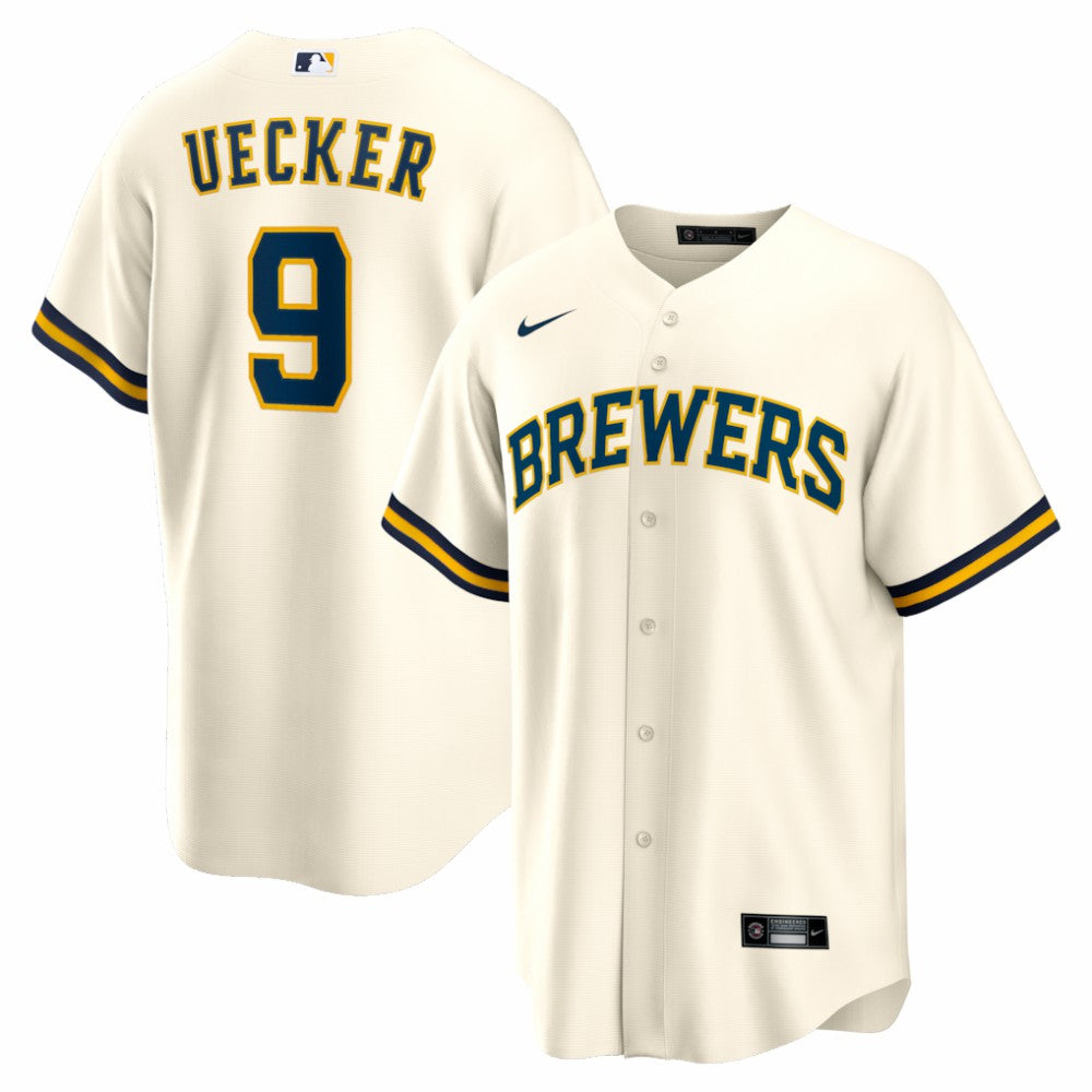 Bob Uecker Milwaukee Brewers Home Retired Player Replica Jersey - Cream