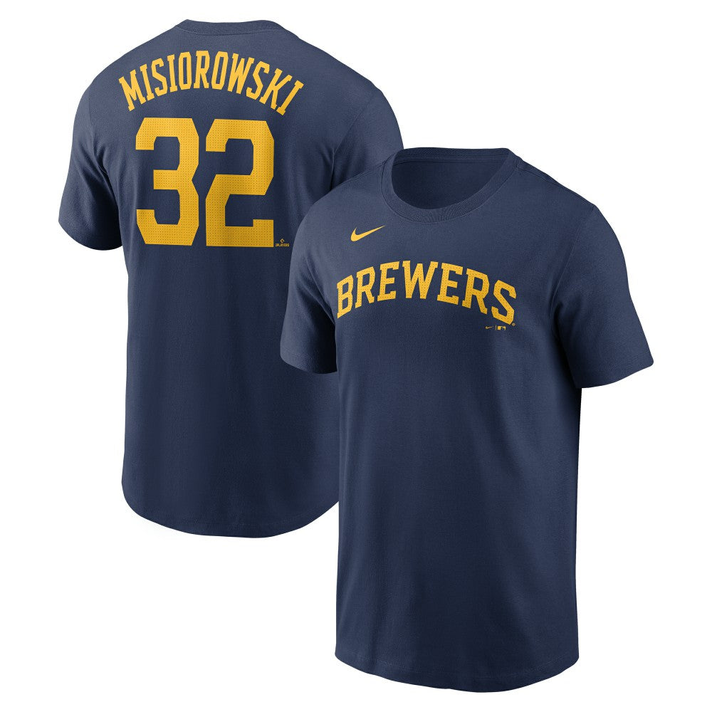 Jacob Misiorowski Milwaukee Brewers Fuse Name & Number T-Shirt Navy | Nike