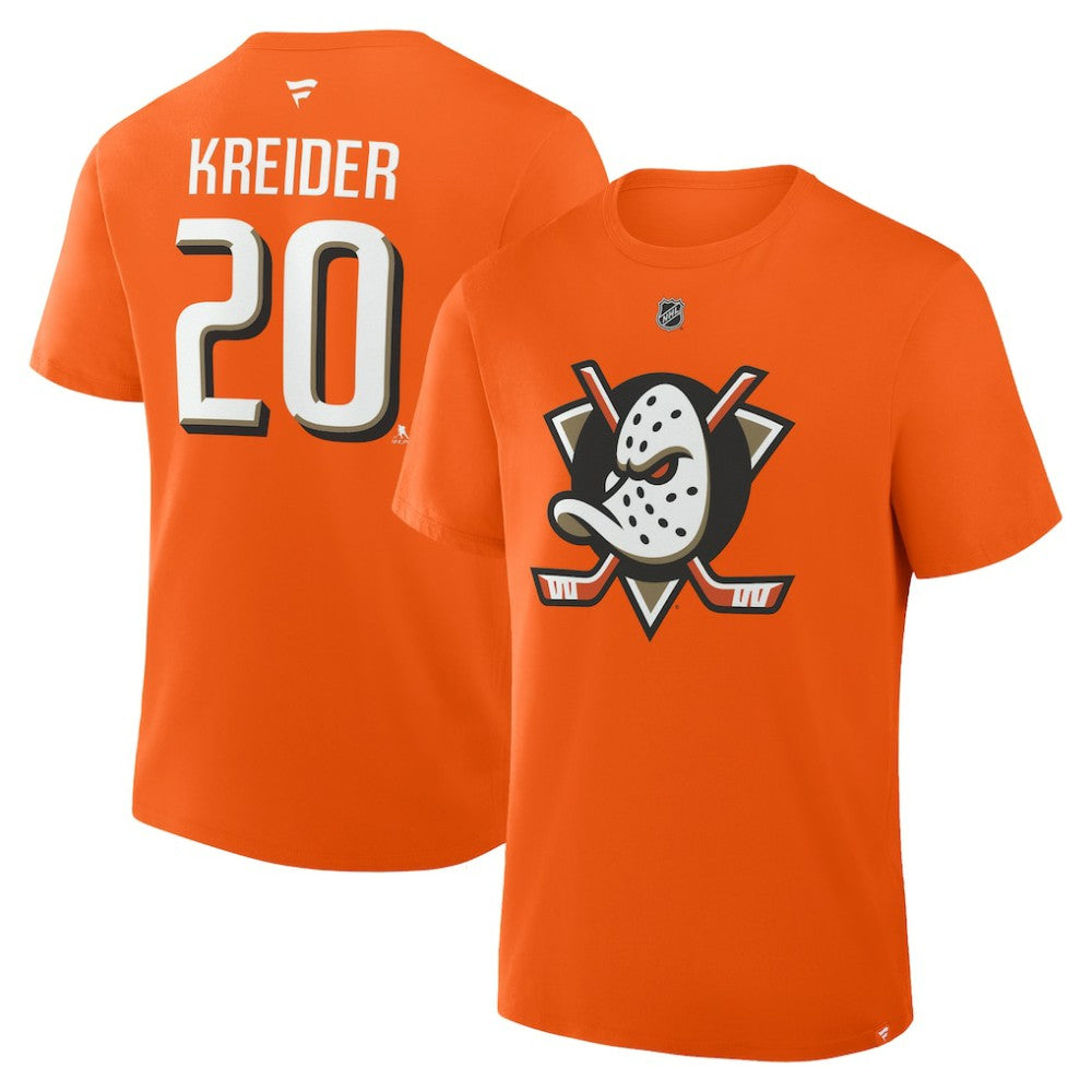 Chris Kreider Anaheim Ducks Fanatics Authentic Stack Name & Number T-Shirt Orange