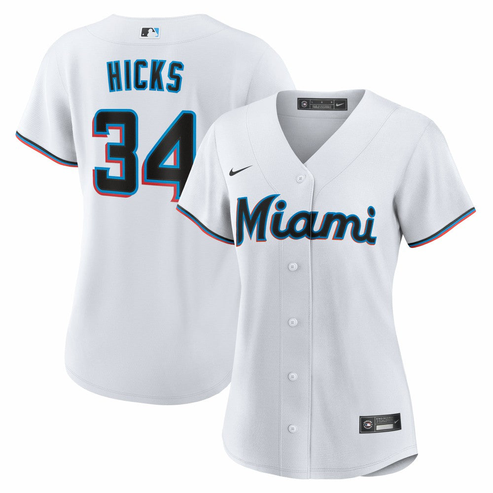 Liam Hicks Miami Marlins Women's Home Replica Jersey - White
