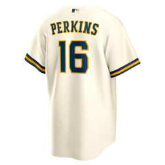 Blake Perkins Milwaukee Brewers Home Replica Jersey Cream | Nike