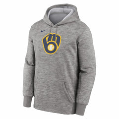 Milwaukee Brewers Primary Logo Therma Hoodie Heather Gray | Nike