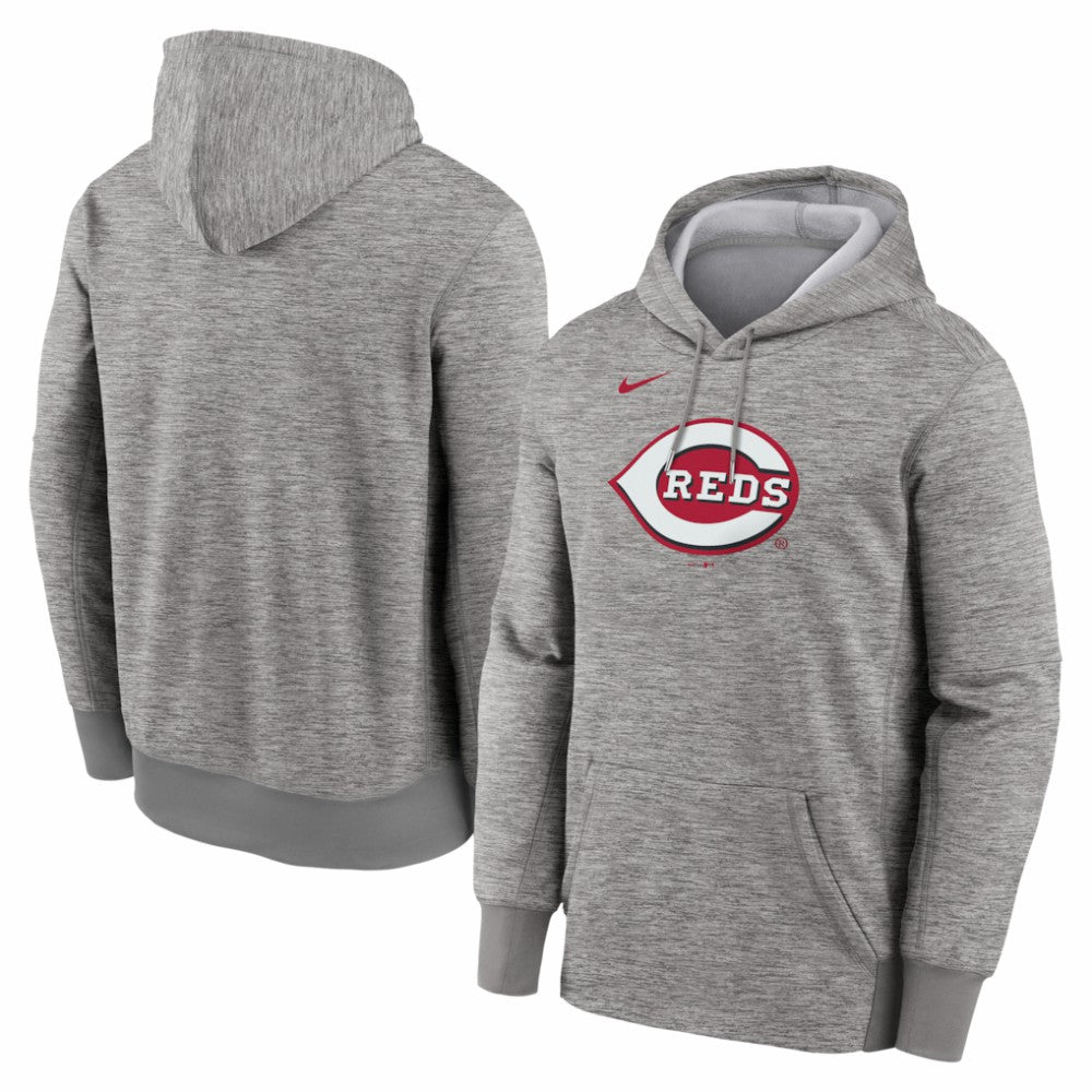 Cincinnati Reds Primary Logo Therma Hoodie Heather Gray | Nike