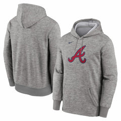 Atlanta Braves Primary Logo Therma Hoodie Heather Gray | Nike