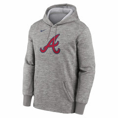 Atlanta Braves Primary Logo Therma Hoodie Heather Gray | Nike
