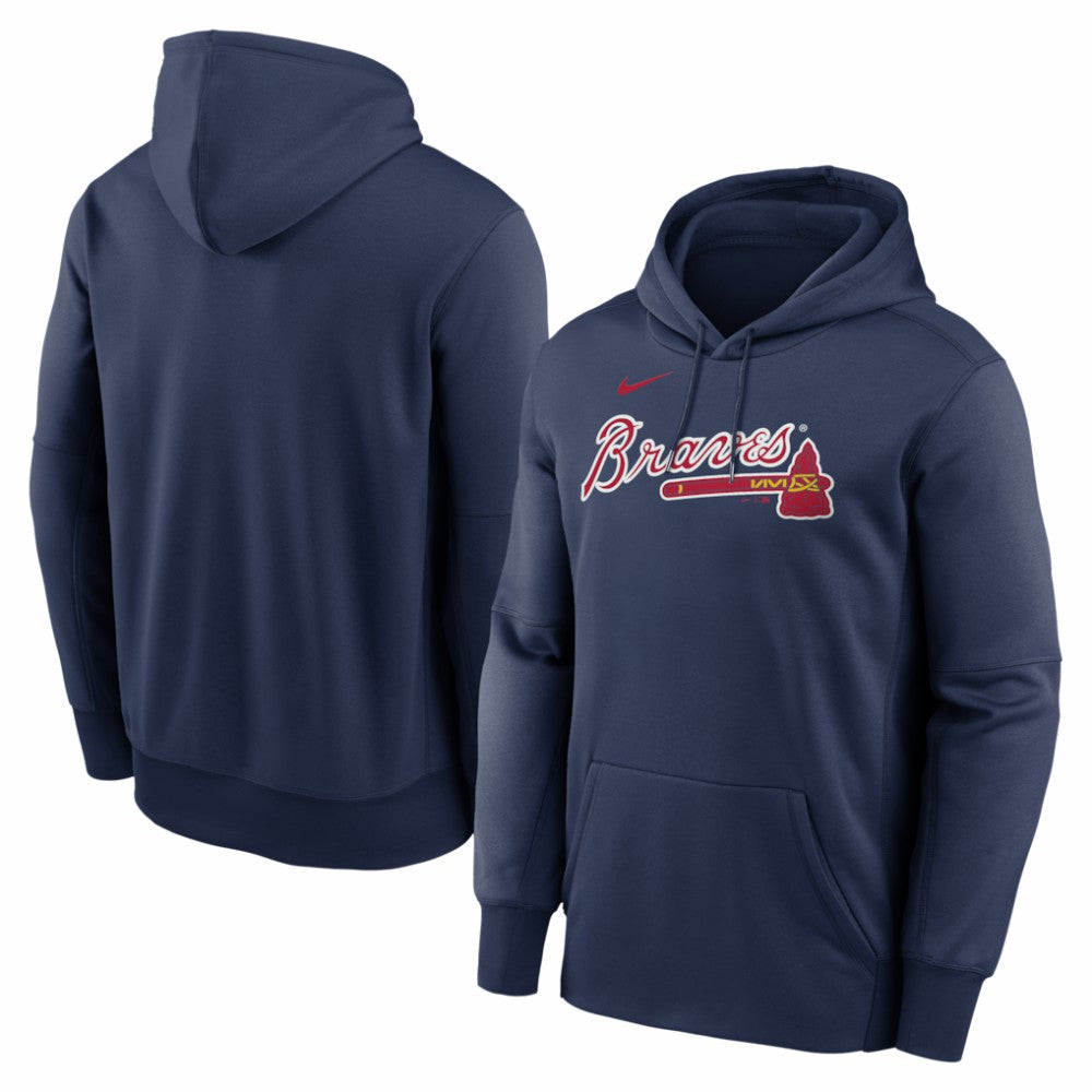 Atlanta Braves Primary Wordmark Therma Hoodie Navy | Nike