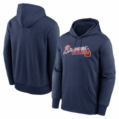 Atlanta Braves Primary Wordmark Therma Hoodie Navy | Nike