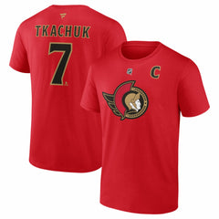 Brady Tkachuk Ottawa Senators Fanatics Captain's Patch Authentic Stack Name & Number T-Shirt Red