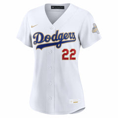 Clayton Kershaw Los Angeles Dodgers Women's 2026 Gold Collection Stadium Jersey - White
