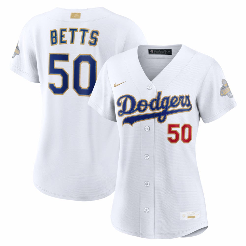 Mookie Betts Los Angeles Dodgers Women's 2026 Gold Collection Stadium Jersey - White