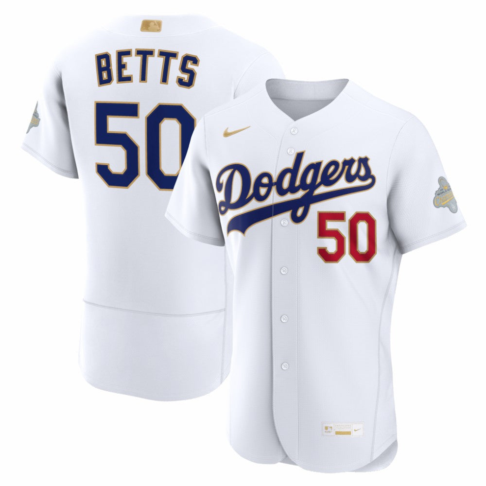 Mookie Betts Los Angeles Dodgers 2026 Gold Collection Authentic Jersey - White