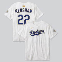 Clayton Kershaw Los Angeles Dodgers 2026 Gold Collection Player Name & Number T-Shirt White | Nike