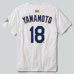 Yoshinobu Yamamoto Los Angeles Dodgers 2026 Gold Collection Name & Number T-Shirt White | Nike
