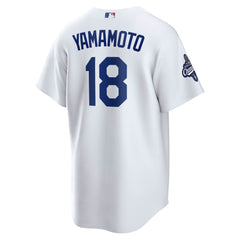Yoshinobu Yamamoto Los Angeles Dodgers 2025 World Series Champions Home Replica Jersey - White