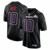 Drake Maye New England Patriots Super Bowl LX Patch Carbon Fashion Game Jersey - Black