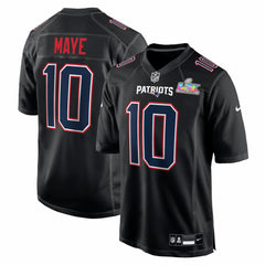 Drake Maye New England Patriots Super Bowl LX Patch Carbon Fashion Game Jersey - Black