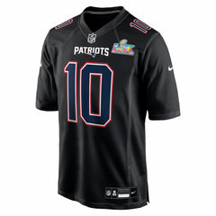 Drake Maye New England Patriots Super Bowl LX Patch Carbon Fashion Game Jersey - Black