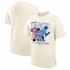 Yoshinobu Yamamoto Los Angeles Dodgers Montage T-Shirt Cream
