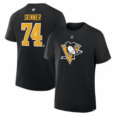 Stuart Skinner Pittsburgh Penguins Fanatics Authentic Stack Name & Number T-Shirt Black