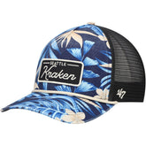 Seattle Kraken '47 Tropicalia Allover Print Trucker Adjustable Hat Navy
