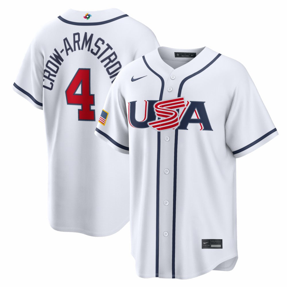 Pete Crow-Armstrong USA Baseball 2026 World Baseball Classic Home Stadium Jersey - White