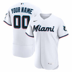Miami Marlins Home Authentic Custom Jersey - White