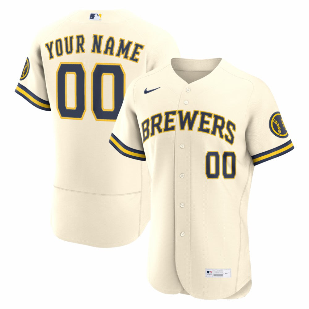 Milwaukee Brewers Home Authentic Custom Jersey - Cream