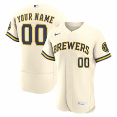 Milwaukee Brewers Home Authentic Custom Jersey - Cream