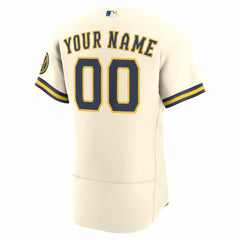 Milwaukee Brewers Home Authentic Custom Jersey - Cream