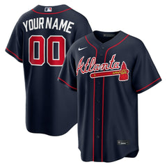 Atlanta Braves Alternate Replica Custom Jersey Navy | Nike
