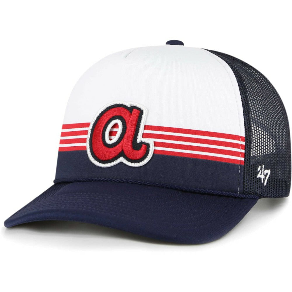 Atlanta Braves Lift Off Foam Front Mesh Trucker Adjustable Hat Navy | 47 brand