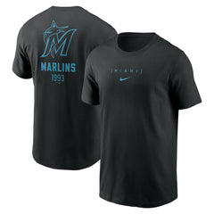 Miami Marlins Large Logo Back Stack T-Shirt Black | Nike
