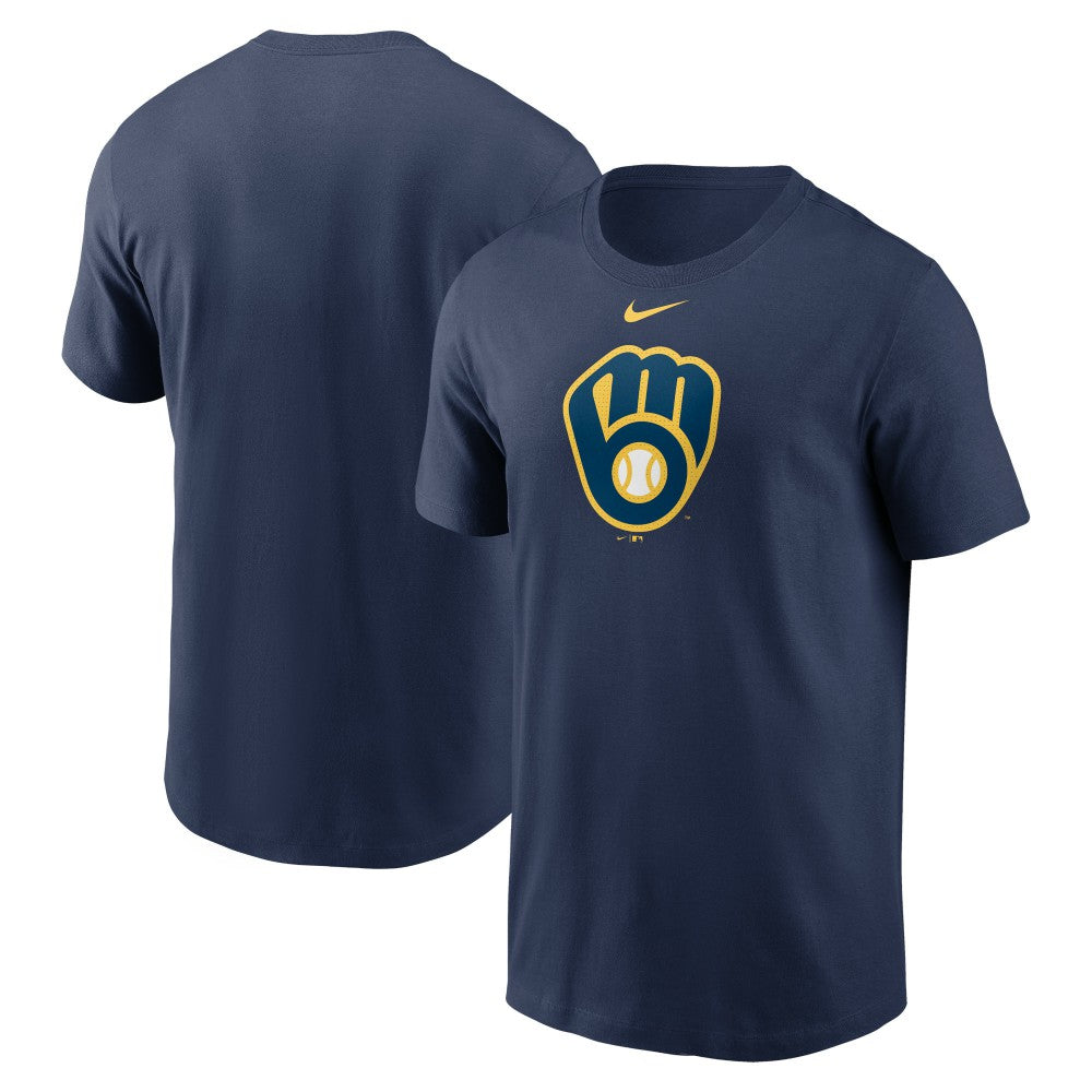 Milwaukee Brewers Fuse Large Logo T-Shirt Navy | Nike