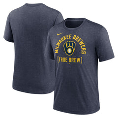 Milwaukee Brewers Swing Big Tri-Blend T-Shirt Heather Navy | Nike