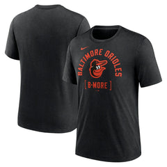 Baltimore Orioles Swing Big Tri-Blend T-Shirt Heather Black | Nike