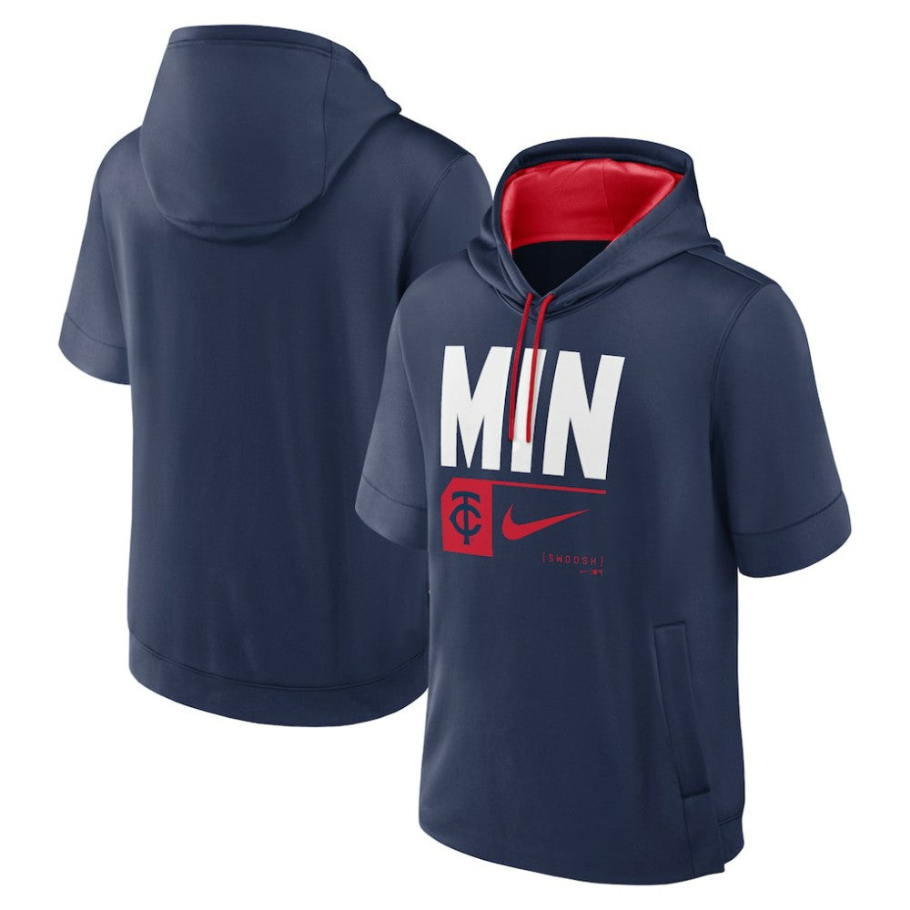 Minnesota Twins Tri Code Lockup Short Sleeve Pullover Hoodie Navy | Nike
