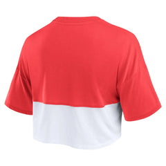 Philadelphia Phillies Women's Color Split Boxy Cropped T-Shirt Heather Red/White