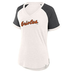 Baltimore Orioles Women's For the Team Slub Raglan V-Neck Jersey T-Shirt White/Black