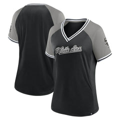 Chicago White Sox Women's Glitz & Glam League Diva Raglan V-Neck T-Shirt Black