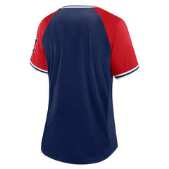 Cleveland Guardians Women's Glitz & Glam League Diva Raglan V-Neck T-Shirt Navy
