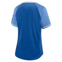 Kansas City Royals Women's Glitz & Glam League Diva Raglan V-Neck T-Shirt Royal