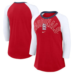 St. Louis Cardinals Women's Knockout Arch 3/4-Sleeve Raglan Tri-Blend T-Shirt Red/White | Nike