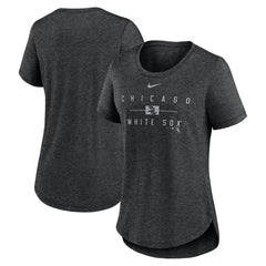 Chicago White Sox Women's Knockout Team Stack Tri-Blend T-Shirt Heather Black | Nike