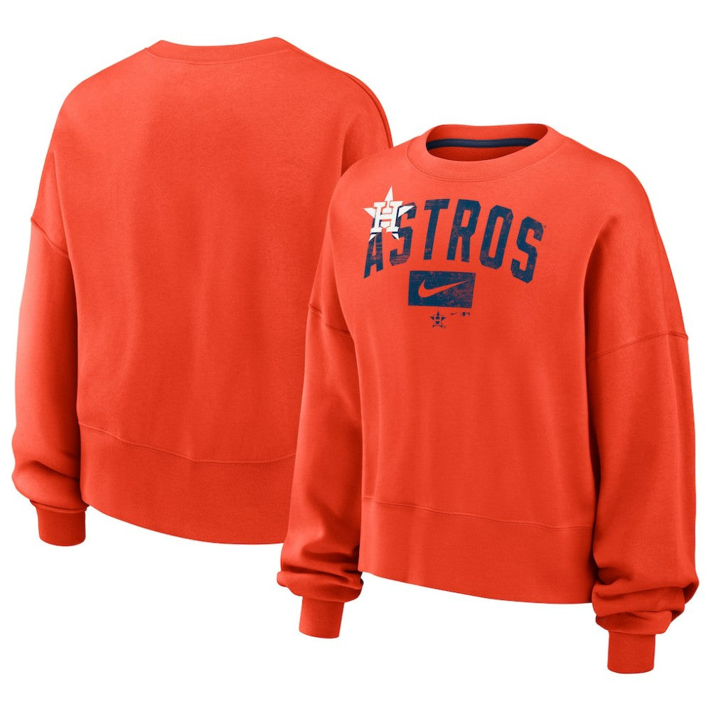 Houston Astros Women's Oversized Cropped Pullover Sweatshirt Orange | Nike