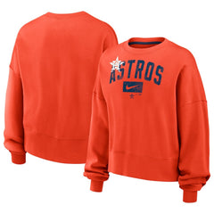 Houston Astros Women's Oversized Cropped Pullover Sweatshirt Orange | Nike
