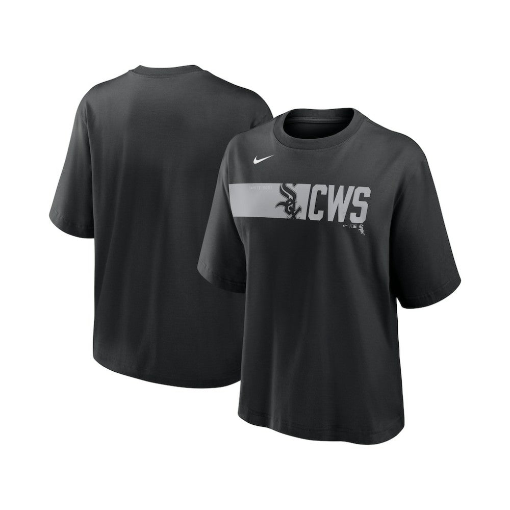 Chicago White Sox Women's Knockout Boxy T-Shirt Black | Nike