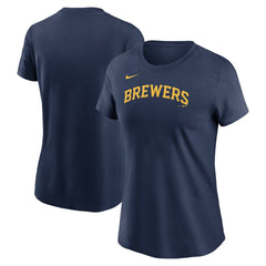 Milwaukee Brewers Women's Wordmark T-Shirt Navy | Nike
