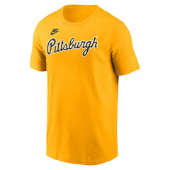 Pittsburgh Pirates Cooperstown Collection Wordmark T-Shirt Gold | Nike