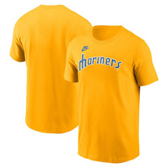 Seattle Mariners Cooperstown Collection Wordmark T-Shirt Gold | Nike